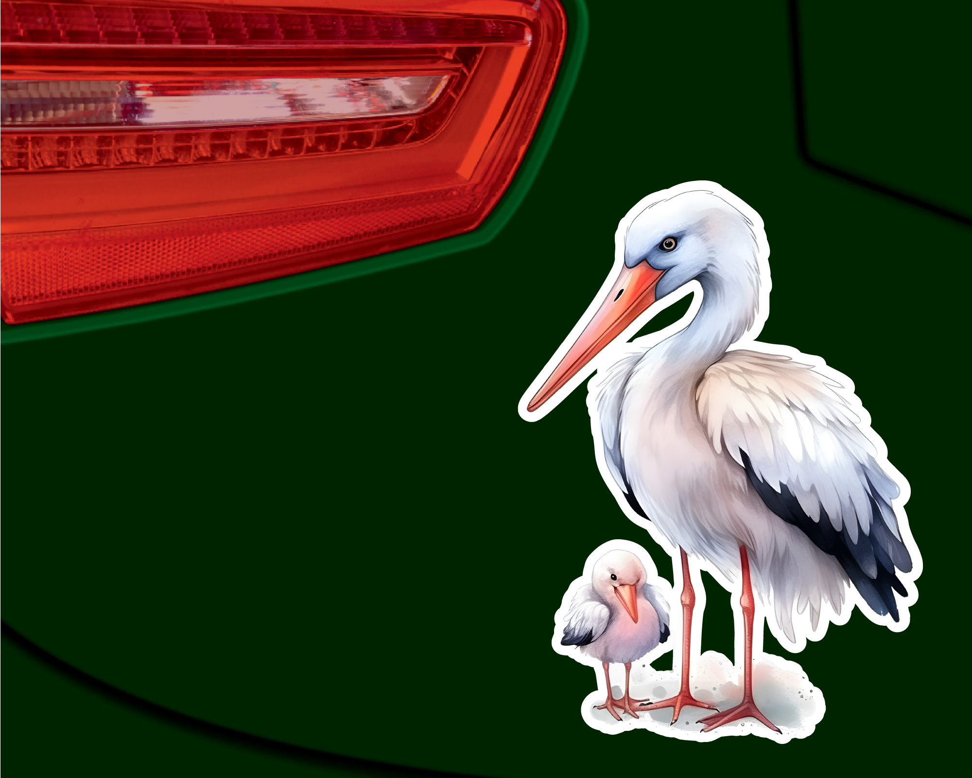 Storch mit Baby Aufkleber - Ansicht 2