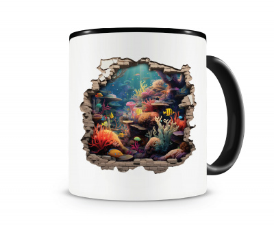 Tasse mit dem Motiv Wandriss mit Unterwasserwelt