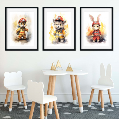 Kunstdruck mit dem Motiv Feuerwehr Tiere Set - Ansicht 2
