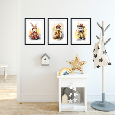 Kunstdruck mit dem Motiv Feuerwehr Tiere Set - Ansicht 3