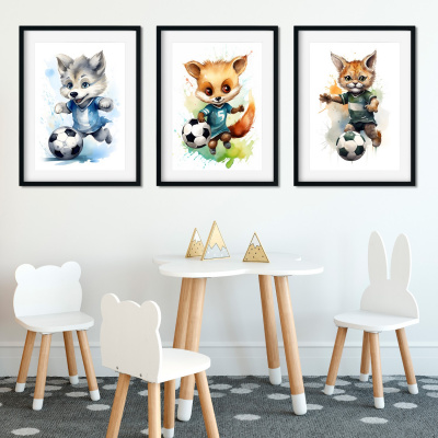 Kunstdruck mit dem Motiv Fussball Tiere Set - Ansicht 2