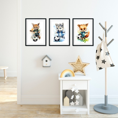 Kunstdruck mit dem Motiv Fussball Tiere Set - Ansicht 3