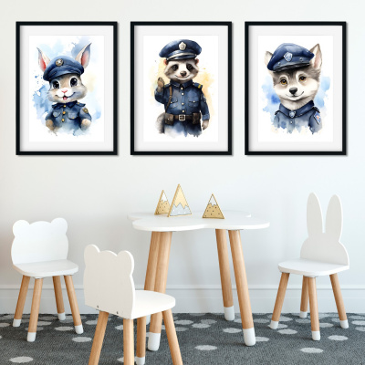 Kunstdruck mit dem Motiv Polizei Tiere Set - Ansicht 2