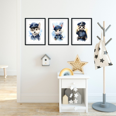 Kunstdruck mit dem Motiv Polizei Tiere Set - Ansicht 3