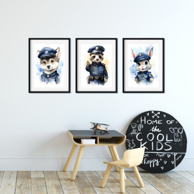 Kunstdruck mit dem Motiv Polizei Tiere Set - Ansicht 4