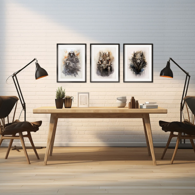 Kunstdruck mit dem Motiv Wikinger Set Odin Raben Wolf - Ansicht 4