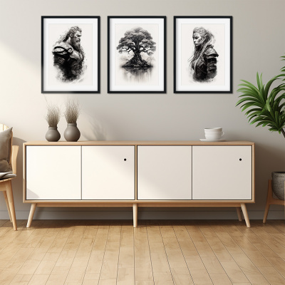 Kunstdruck mit dem Motiv Wikinger Set Wikinger Yggdrasil Schildmaid - Ansicht 3