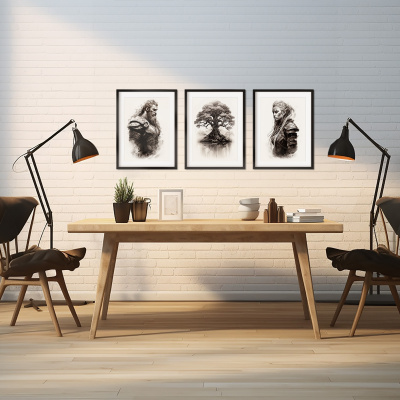 Kunstdruck mit dem Motiv Wikinger Set Wikinger Yggdrasil Schildmaid - Ansicht 4