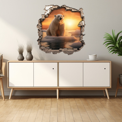 Buntes Wandtattoo  Wandriss mit Eisbr 