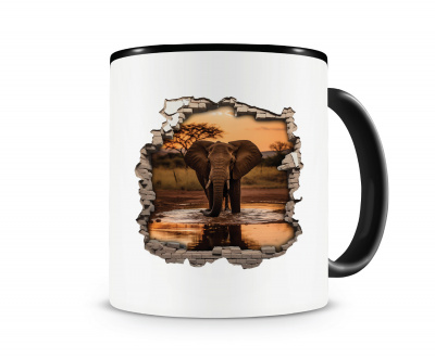 Tasse mit dem Motiv Wandriss mit Elefant
