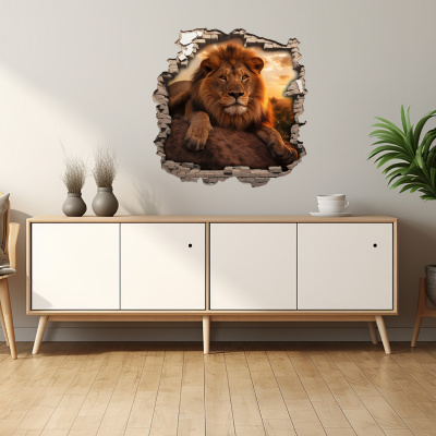 Buntes Wandtattoo  Wandriss mit Lwe 