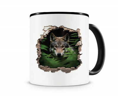 Tasse mit dem Motiv Wandriss mit Wolf