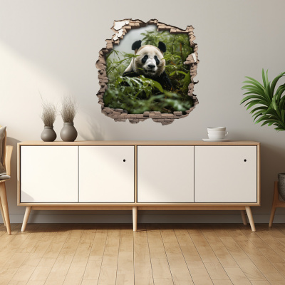 Buntes Wandtattoo  Wandriss mit Pandabr 