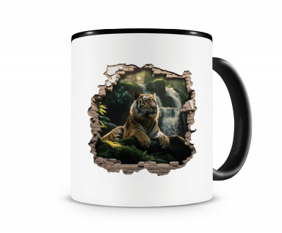 Tasse mit dem Motiv Wandriss mit Tiger