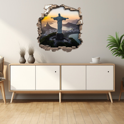 Buntes Wandtattoo  Wandriss mit Cristo Redentor 