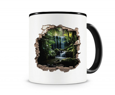 Tasse mit dem Motiv Wandriss mit Wasserfall