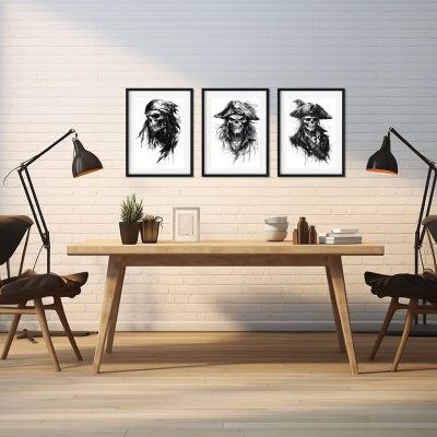 Kunstdruck mit dem Motiv Totenkopf Set mit Piraten Motiven - Ansicht 4