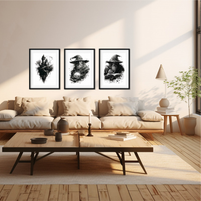 Kunstdruck mit dem Motiv Zauberer Set mit Magischen Motiven - Ansicht 2