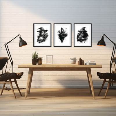 Kunstdruck mit dem Motiv Zauberer Set mit Magischen Motiven - Ansicht 4