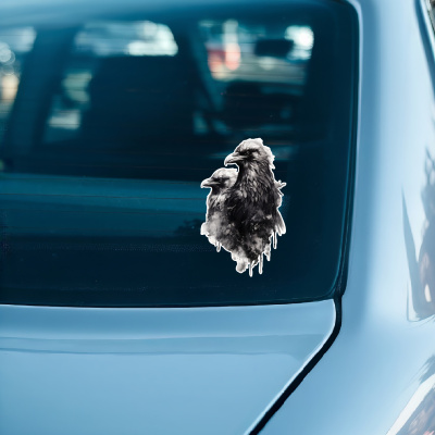 Hugin und Munin Schwarz Aufkleber - Ansicht 3