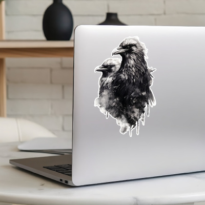 Hugin und Munin Schwarz Aufkleber - Ansicht 5