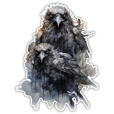 Hugin und Munin Bunt Aufkleber - Ansicht 1