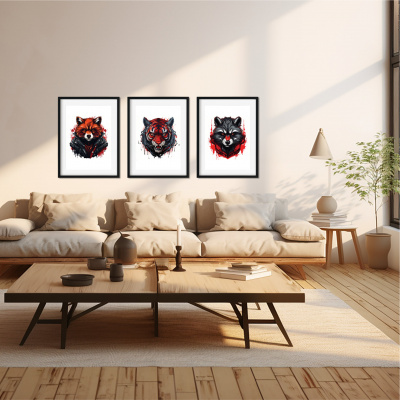 Kunstdruck mit dem Motiv Waschbr Fuchs Tiger Motiven - Ansicht 2