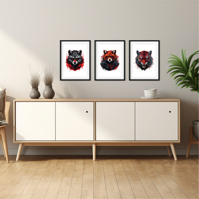 Kunstdruck mit dem Motiv Waschbr Fuchs Tiger Motiven - Ansicht 3