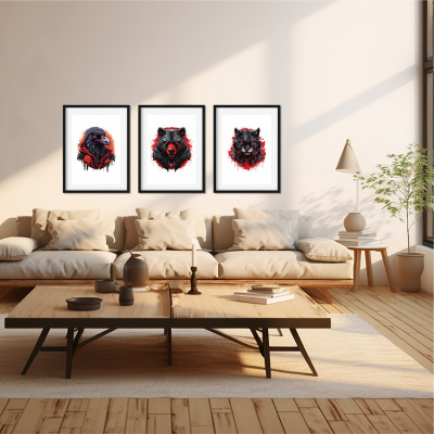 Kunstdruck mit dem Motiv Rabe Br Katze Motiven - Ansicht 2