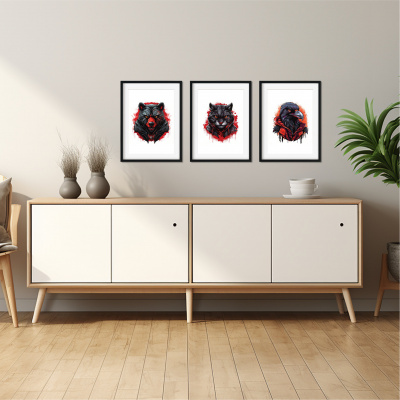Kunstdruck mit dem Motiv Rabe Br Katze Motiven - Ansicht 3