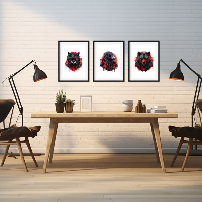 Kunstdruck mit dem Motiv Rabe Br Katze Motiven - Ansicht 4