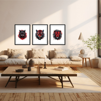 Kunstdruck mit dem Motiv Tiger Katze Lwe Motiven - Ansicht 2