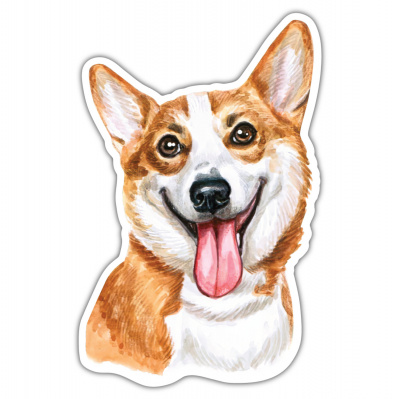 Happy Corgi Aufkleber Bunt