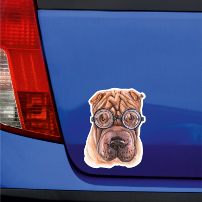 Shar-Pei mit Brille Aufkleber Bunt - Ansicht 3