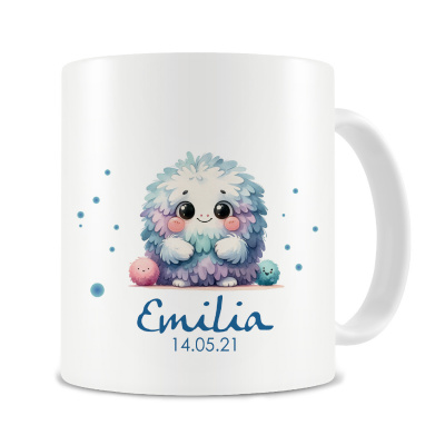 Tasse mit Plsch Monster als Motiv