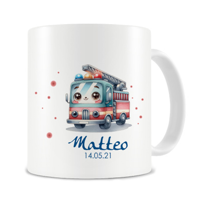 Tasse mit Ses Feuerwehr Auto als Motiv