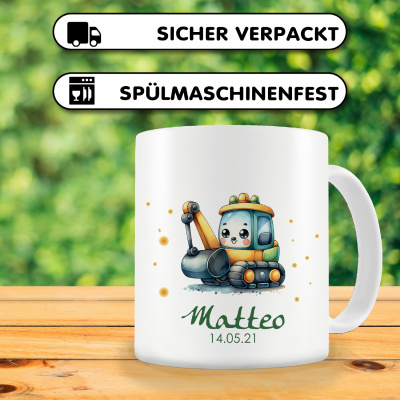 Tasse mit Ser Bagger als Motiv - Ansicht 3