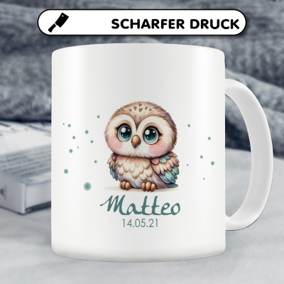 Tasse mit Baby Eule als Motiv - Ansicht 4