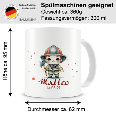 Tasse mit Kleiner Feuerwehrmann als Motiv - Ansicht 2