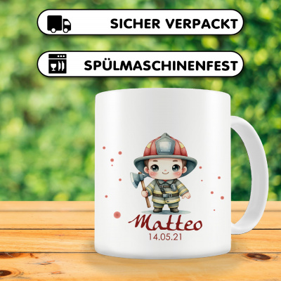 Tasse mit Kleiner Feuerwehrmann als Motiv - Ansicht 3