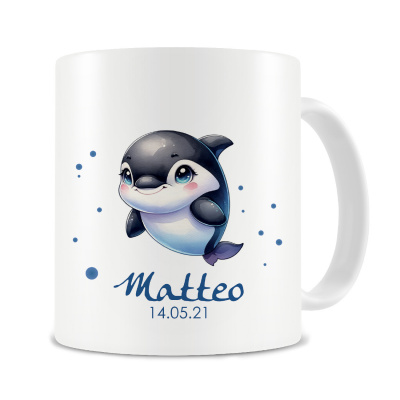 Tasse mit Ser Orca Wal als Motiv