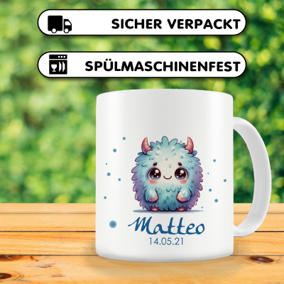 Tasse mit Kleines Monster mit Hrnern als Motiv - Ansicht 3