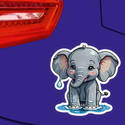 Kleiner Elefant  Aufkleber Cartoon - Ansicht 3