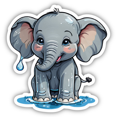Kleiner Elefant  Aufkleber Cartoon Aufkleber