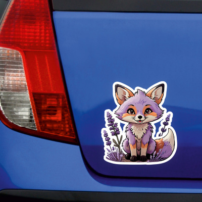 Lavendel Fuchs Aufkleber Cartoon - Ansicht 2