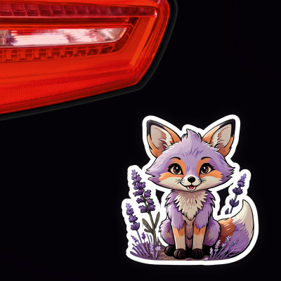 Lavendel Fuchs Aufkleber Cartoon - Ansicht 3