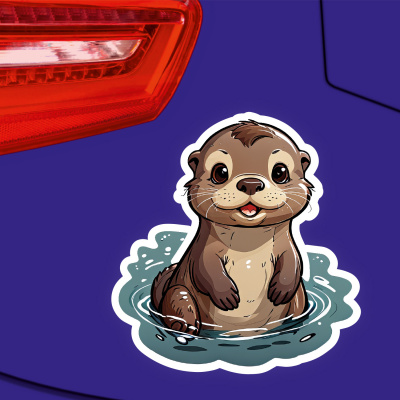 Kleiner Otter Aufkleber Cartoon - Ansicht 3