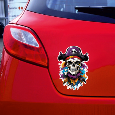 Bunter Piraten Totenkopf Aufkleber Cartoon - Ansicht 2