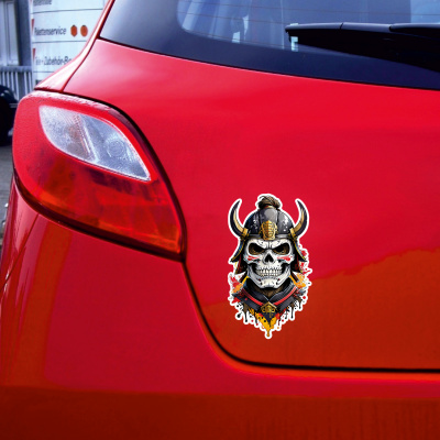 Bunter Samurai Totenkopf Aufkleber Cartoon - Ansicht 2
