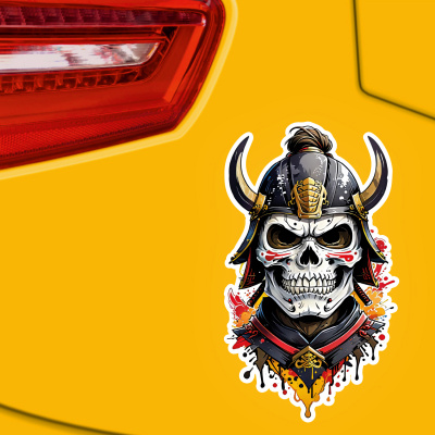 Bunter Samurai Totenkopf Aufkleber Cartoon - Ansicht 3